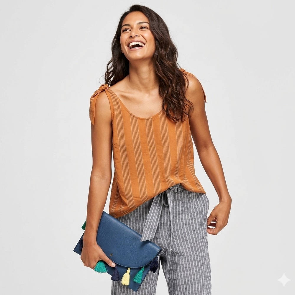a new day Rust Tie-Shoulder Knit Tank